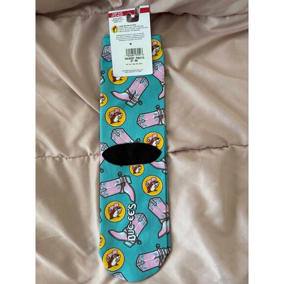 Buc-ee's Women's Socks – Yellow, Turquoise & Pink - Picture 2 of 3